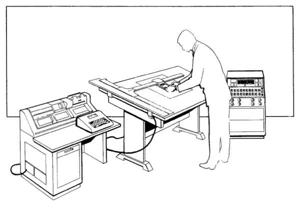 “Typical Non-Automatic Tracing Type Transcription Device coupled to an IBM 526 Card Punch.”  In Feasibility Report of Computer Mapping System, 1963.