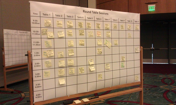 "Unconference" agenda board at the 2013 GIS Managers' Open Summit