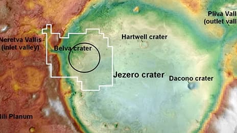 A map of Jezero Crater on Mars
