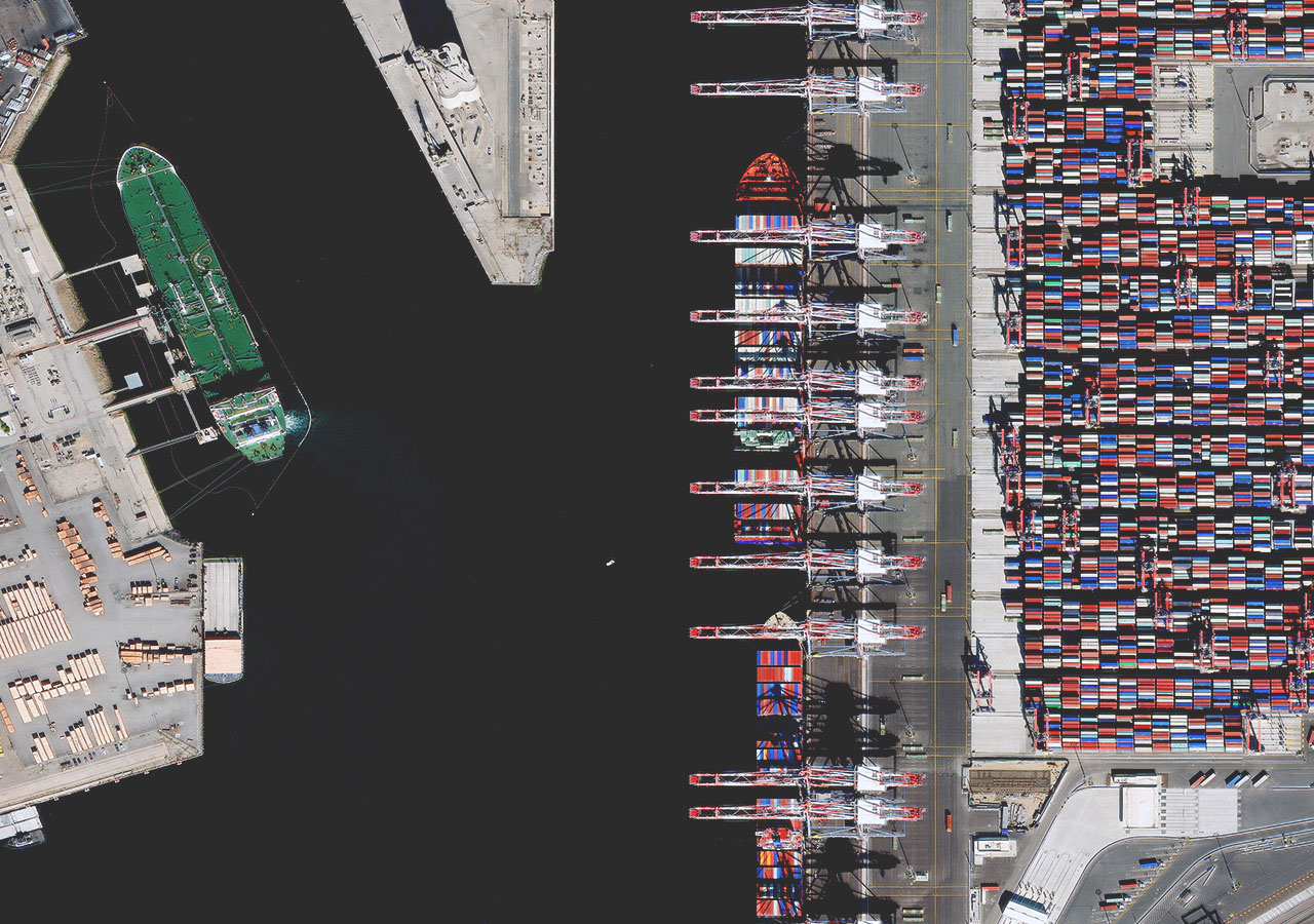 The Port of Long Beach, California, is shown in this Maxar Vivid Premium 15 cm HD image.