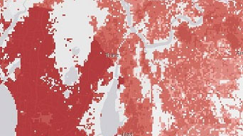 Red and white map for population estimate