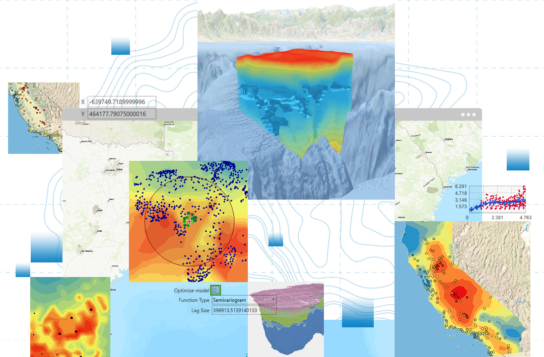 不同 ArcGIS Geostatistical Analyst 模型和数据集合