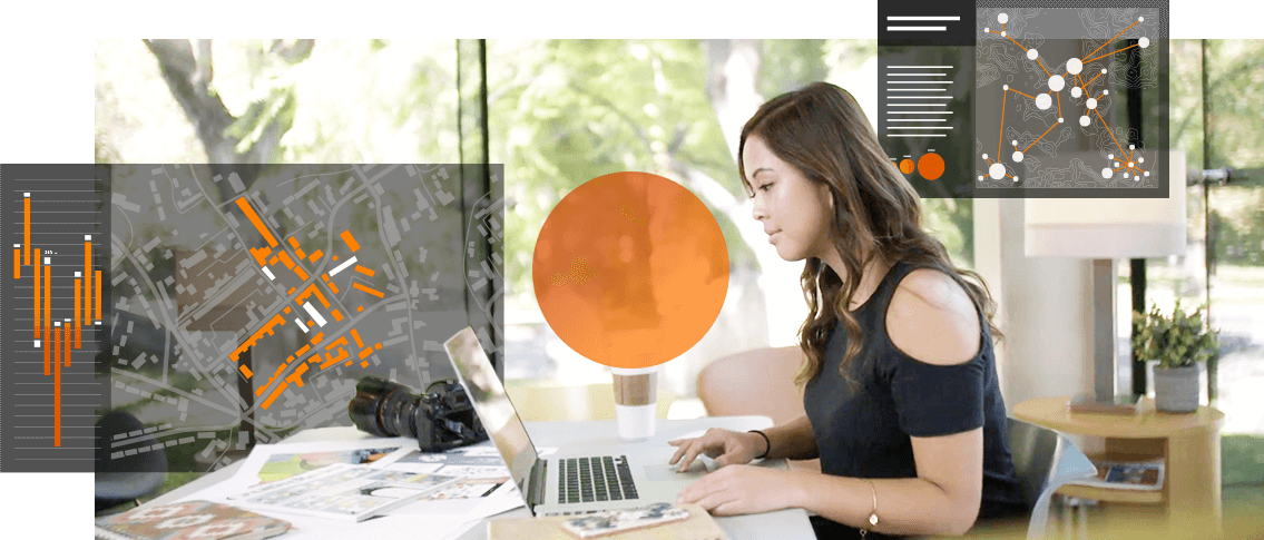 woman using arcgis maps for adobe creative cloud
