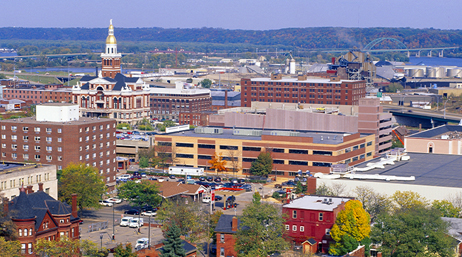 An aerial view of the city of Dubuque, Iowa