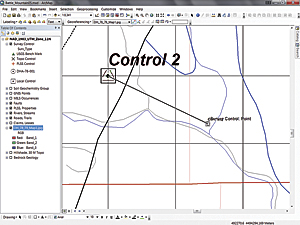 Use the Add Control Points button on the Georeferencing toolbar to link the survey points on the scanned map to the vector points.