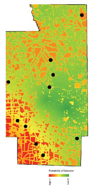 Figure 5a: Ten spatially balanced candidate sites in Summit County, Ohio