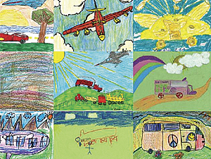 Silvers used all 33,000 student art entries to re-create the 10 winning works as photomosaic displays.