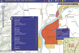 The application fulfills the desire of state agencies for reports of surface ownership derived from queries against attribute tables for multiple layers.
