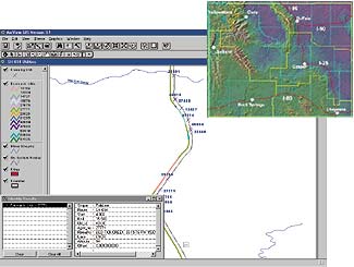 screen shots of a Wyoming State basemap and WYDOT's Utilities GIS application