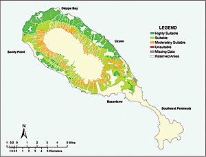 St. Kitts' land suitability map for vegetables