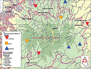 A map defining trends of the mountain chicken habitat of Montserrat