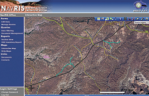 NAVRIS bidirectional filtering of data between the map interface and the filtering page.