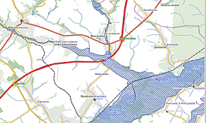 This is a visualization of the affected area in the case of a hundred-year flood.