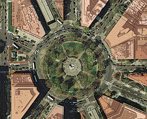 This Dupont Circle is one of the traffic circles and federal parks that was part of Pierre L'Enfant's original plan of the City of Washington.