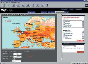 MapShop web page showing Europe