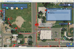 In this screen shot, a Facility Locate widget helps Benton PUD locate a specific transformer along with pertinent data.