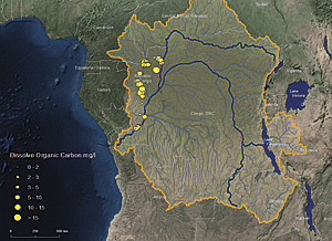 ArcGIS was used to monitor dissolved organic carbon along the Congo River prior to and during this trip.