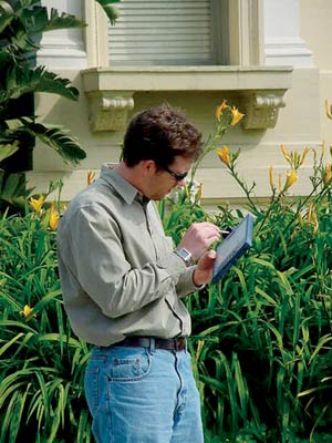 A code officer in the field using ArcPad