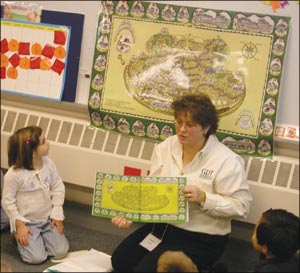 Deborah McCaffrey reading to preschoolers