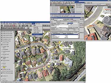 2 screen shots containing aerial photos of residential neighborhoods