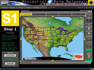 screen shot of Geospatial Data Gateway; click to see enlargement