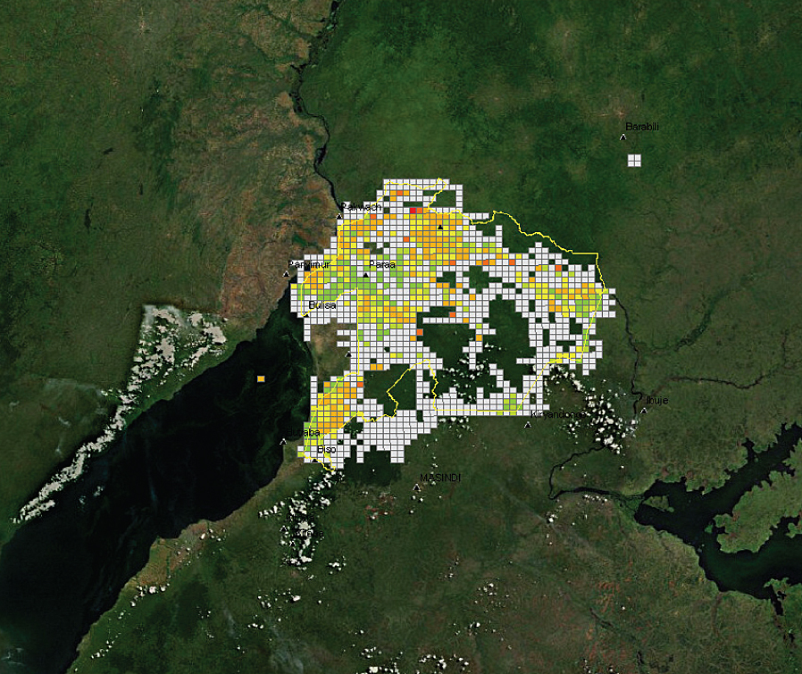 Map Of Uganda Showing Regions. Map showing density of Uganda