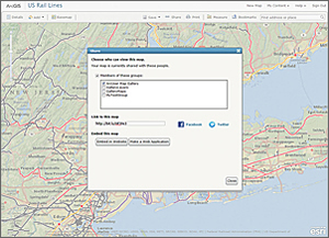 ArcGIS.com web map sharing options