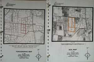 An example of a topographic and soil map found in HRSD's Field Site book