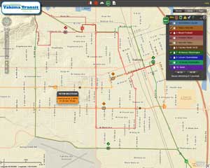 The Yakima Transit iBus widget supplies bus speeds and directions as well as transit bus routes.