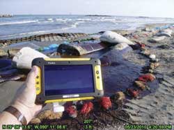 photo of mobile GIS in use at the beach