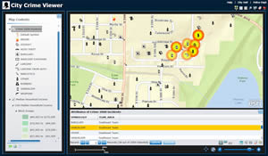 The ArcGIS Viewer for Silverlight can be used to see where specific crimes such as vandalism and burglaries have occurred.