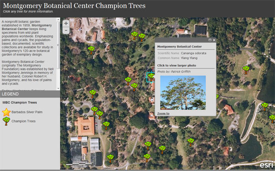 The Web Map Created for the Montgomery Botanical Center