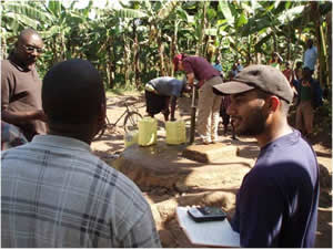 photo of students mapping the location of a well