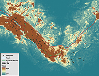 A model shows predicted habitat use in a national park.    