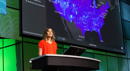 Jennifer Bell from Esri talks about publishing vector tile layers in ArcGIS Pro during an Esri Developer Summit presentation.