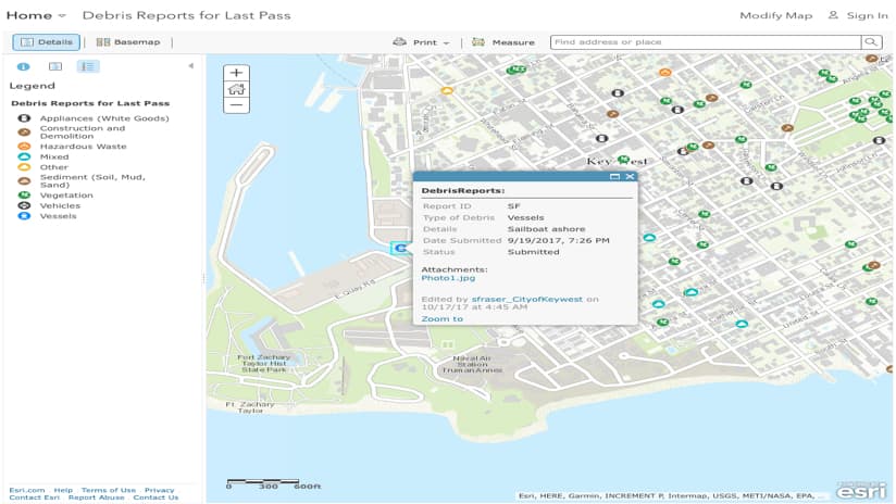 Debris Map with Boat Location