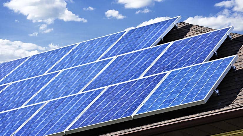 Solar panels on rooftops