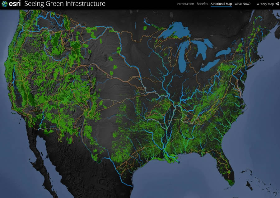 Esri unveiled the Green Infrastructure map at the Esri UC.