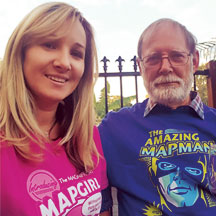 Gisleine Ribas and her colleague Kim Ollivier show off their superpower shirts