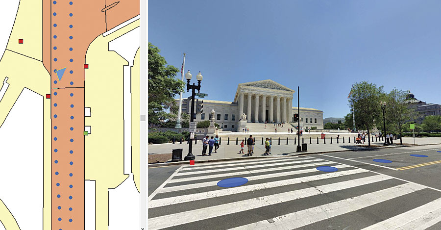 Each pixel of a GeoCyclorama has a precise location. This enables users to confirm the accuracy of existing datasets and collect new features.