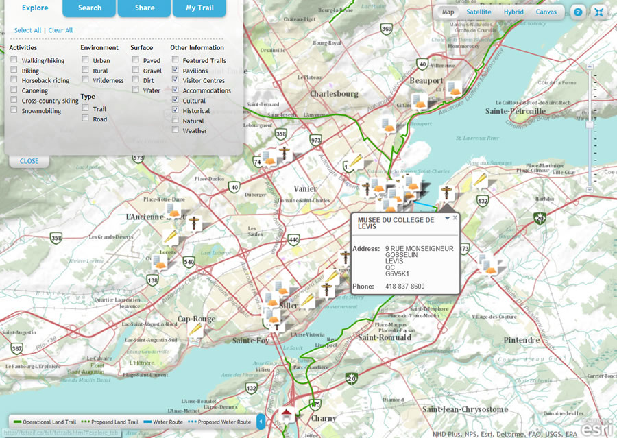 The interactive map displays the locations of cultural sites such as museums, historical buildings, visitor centers, and accommodations.