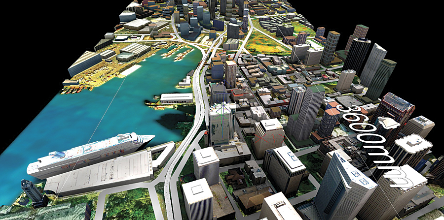 The City of Honolulu, shown here in CityEngine, shows the elevation levels of the downtown corridor, as well as the proposed transit-oriented development, giving citizens and planners a dynamic view of potential changes to the city.