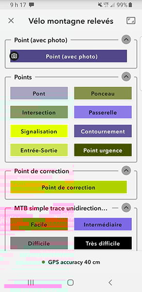 A screenshot of the ArcGIS QuickCapture screen Vélo Québec used