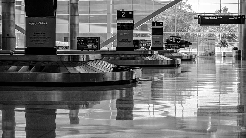 A drop in business travel produces empty airports like this one
