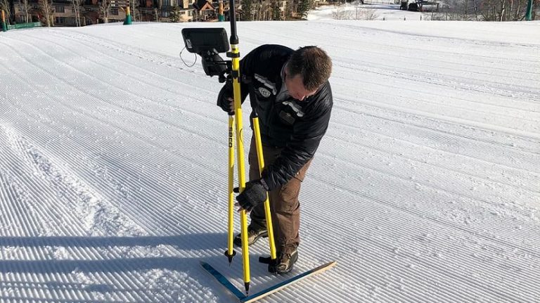 Mike Krois takes GPS coordinates at Vail Ski Resort