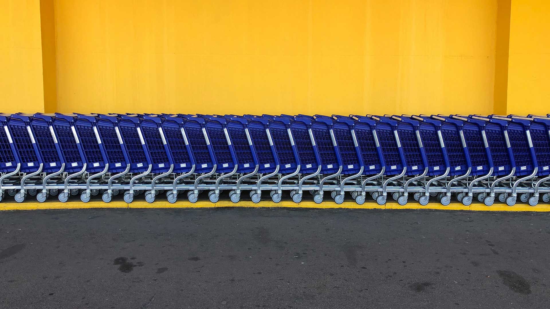 A line of carriages represent retailers, and in-store technology