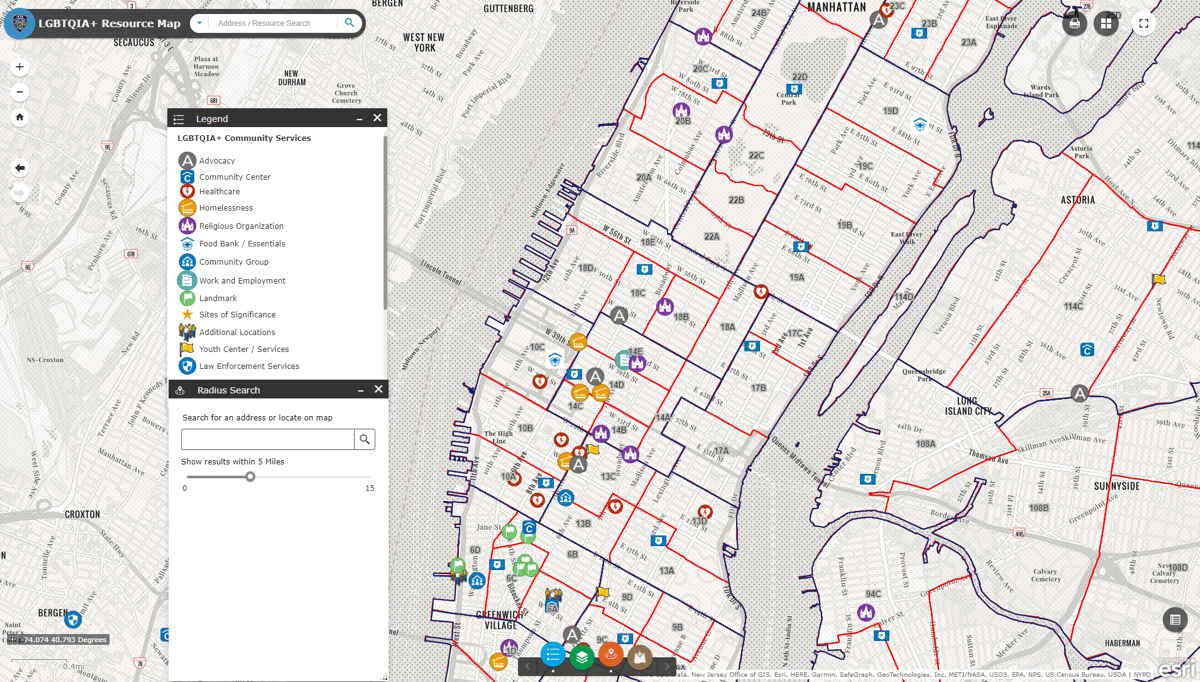 LGBTQIA+ Resource Map with legend