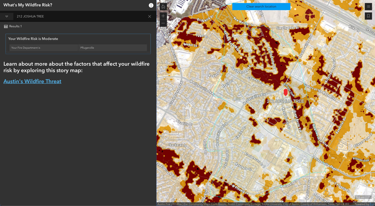 personal wildfire risk map