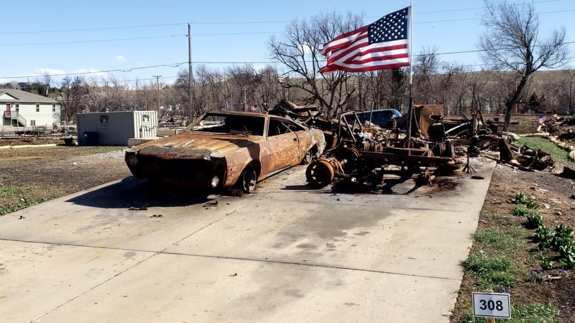 burned car in Colorado