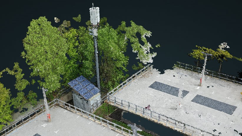 A Vodafone cell tower captured with lidar for accuracy